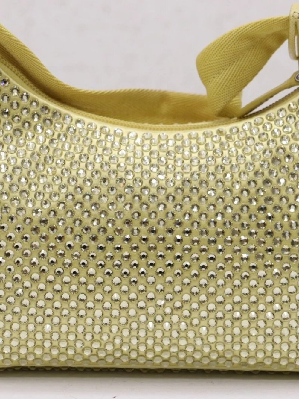 PRADA Re-Edition 2000 Yellow Crystal Nylon Shoulder Top Handle Mini Hobo Bag - Picture 13 of 15